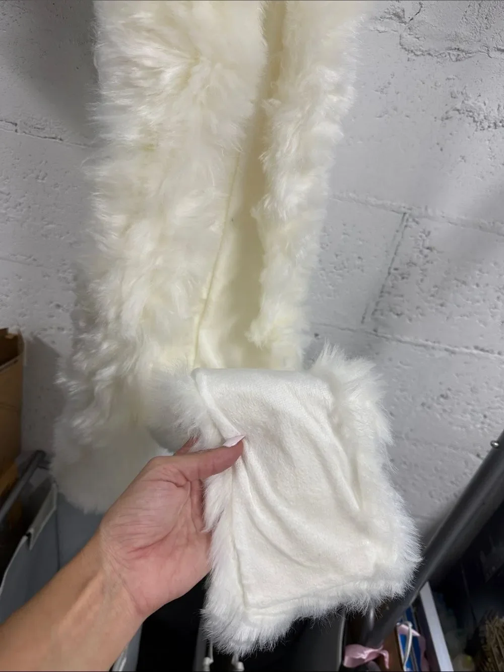 White Faux Fur Scarf - Cozy Home Accent or Winter Scarf - BRAND NEW